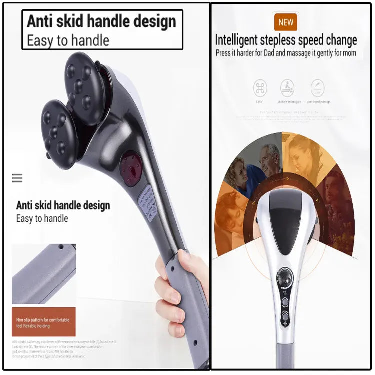 Branded Double Head Full Body Massager Machine Variable Speed Far Infrared | Electric Facial Deep Tissue Fitness Massage Stick – Head Neck Waist Leg Muscles Pain Relief Massage Hammer – Handheld Deep Tissue massager