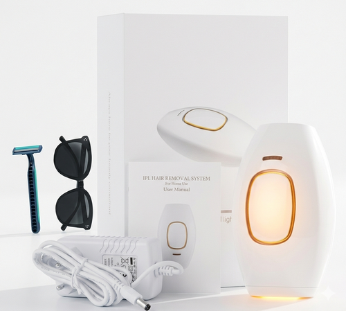IPL Laser Hair Removal Handset System for Women & Men with Razor & Safety Glasses