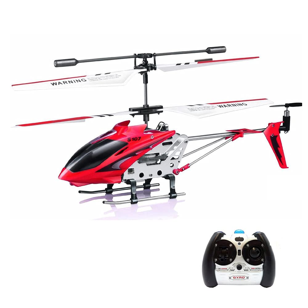 Remote Control Helicopter, S107H-E Aircraft with Altitude Hold, One Key take Off/Landing, 3.5 Channel, Gyro Stabilizer and High &Low Speed, LED Light for Indoor to Fly for Kids and Beginners(Red)