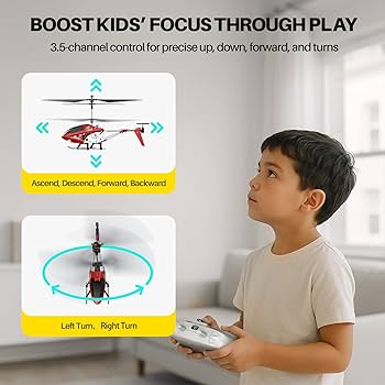 Remote Control Helicopter, S107H-E Aircraft with Altitude Hold, One Key take Off/Landing, 3.5 Channel, Gyro Stabilizer and High &Low Speed, LED Light for Indoor to Fly for Kids and Beginners(Red)