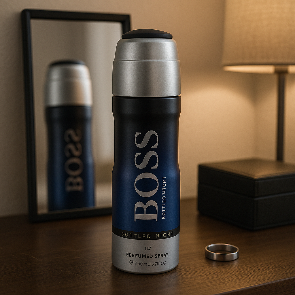 BOSS Bottled Night Perfumed Spray for Men (200ml) - بخاخ معطر بوس بوتلد نايت للرجال (200 مل)