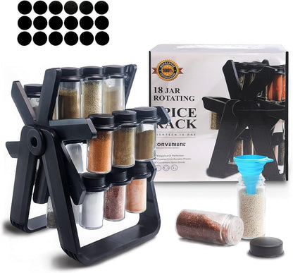 Spice Rack Organizer With 18 Spice Jars - منظم رف توابل مع 18 برطمان توابل