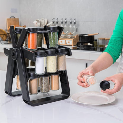 Spice Rack Organizer With 18 Spice Jars - منظم رف توابل مع 18 برطمان توابل