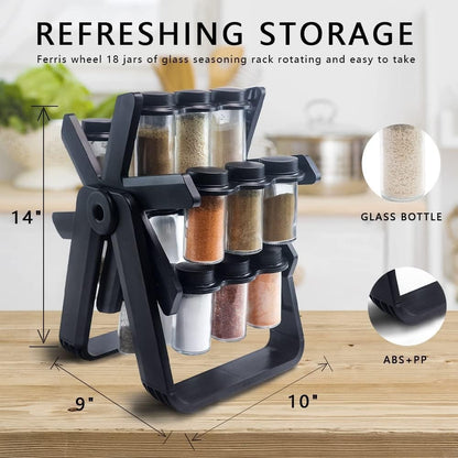 Spice Rack Organizer With 18 Spice Jars - منظم رف توابل مع 18 برطمان توابل
